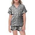 thumbnail image 1 of Satin Pajamas for Girls Valentines Pajamas Kids Short Sleeve Heart Button Down Shirt 8-9 Years Pajamas Boys, 1 of 4