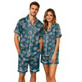 thumbnail image 1 of Satin Pajamas for Women Set Ghost Pumpkin Print Silk Short Sleeve Button Tops Two-Piece Comfy Sleepwear Home Lounge Wear Outfit, 1 of 6