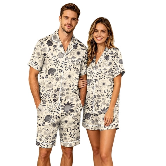 Satin Pajamas for Women Set Short Sleeve Button Down Sleepwear Women Pjs Sets