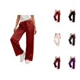 thumbnail image 1 of Satin Pants For Women Silk Wide Leg Pants Low Waist Baggy Pants Lounge Bottoms, 1 of 6