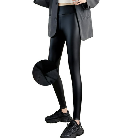 Satin Pants for Women Womens Plush Thick Leggings Casual High Waisted Tight Fitting Winter Warm Bottom Leather Pants for Outdoor Activities Thick Thermal Leggings S-112 Gray 3XL