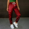 thumbnail image 1 of Satin Pants for Women Silk Seamless Joggers with Drawstring Pockets, 1 of 5