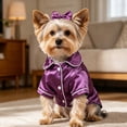 thumbnail image 1 of Satin Pet Pajama with Bow Button Up Dog Shirt Breathable Polyester Loungewear for Small Medium Puppy Cats Indoor Sleep Party, 1 of 3