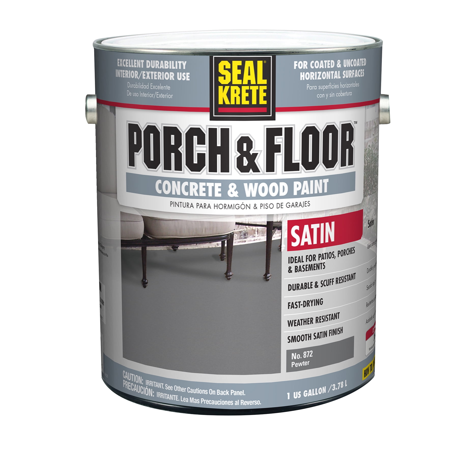 Satin Pewter, Seal-Krete Low VOC Porch and Floor Coating, 1 Gal, 4 Pack