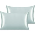 thumbnail image 1 of Satin Pillow Case, 2 Pack Satin Silky Pillowcase for Hair and Skin, Satin Pillowcase Set of 2, Queen, 20" x 30", Light Blue, 1 of 7