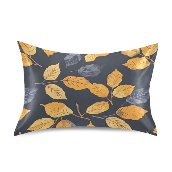 Satin Pillow Case Autumn Leaves Standard Silk Pillow Cover for Hair and Skin Envelope Closure 20"x26"