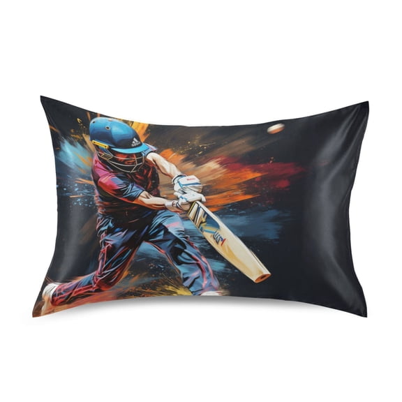 Satin Pillow Case Baseball Batter Queen Silk Pillow Cover for Hair and Skin Envelope Closure 20"x30"