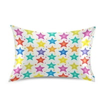 Satin Pillow Case Colorful Shining Stars Standard Silk Pillow Cover for Hair and Skin Envelope Closure 20"x26"