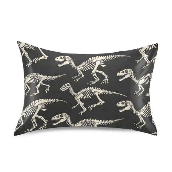 Satin Pillow Case Dinosaur Skeleton Standard Silk Pillow Cover for Hair and Skin Envelope Closure 20"x26"