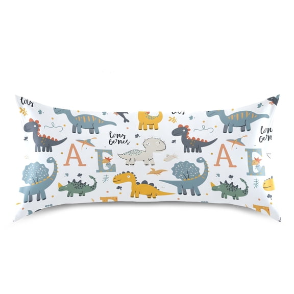 Satin Pillow Case Dinosaurs and Character King Silk Pillow Cover for Hair and Skin Envelope Closure 20"x40"