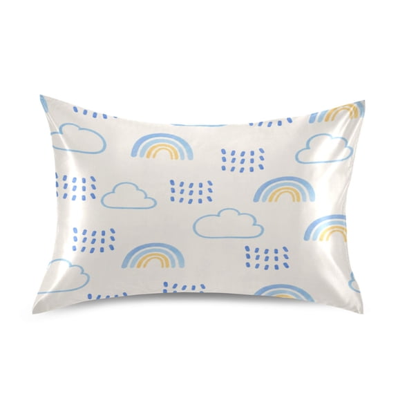 Satin Pillow Case Envelope Pillow Covers Standard Size Soft Pillow Cases for Bedroom, Blue Rainbow Printed