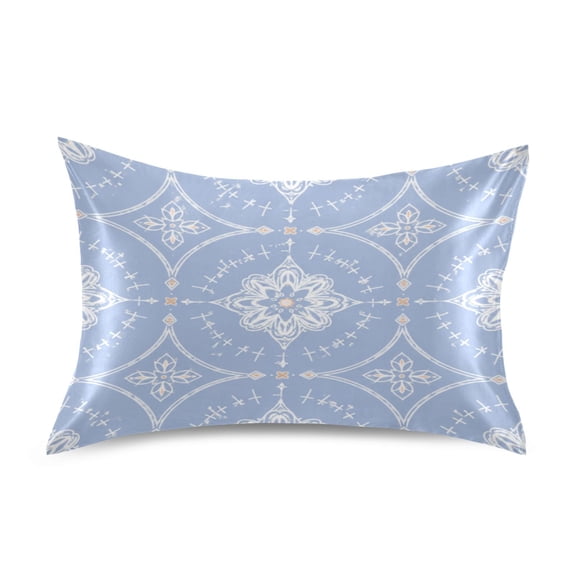 Satin Pillow Case Envelope Pillow Covers Standard Size Soft Pillow Cases for Bedroom, Blue Tile Printed