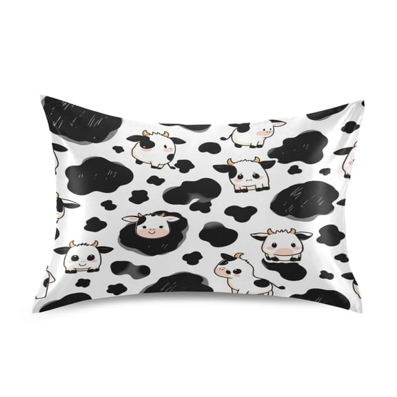 Satin Pillow Case Envelope Pillow Covers Standard Size Soft Pillow Cases for Bedroom, Cow-print Printed