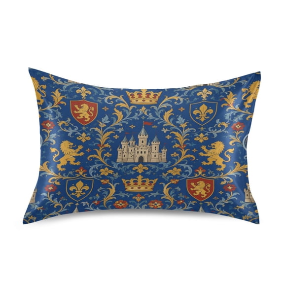 Satin Pillow Case Envelope Pillow Covers Standard Size Soft Pillow Cases for Bedroom, Crest Printed