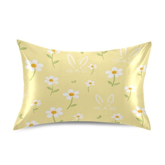 Satin Pillow Case Envelope Pillow Covers Standard Size Soft Pillow Cases for Bedroom, Daisy Printed