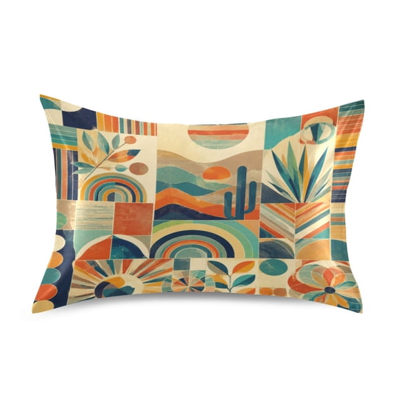 Satin Pillow Case Envelope Pillow Covers Standard Size Soft Pillow Cases for Bedroom, Desert Block Printed