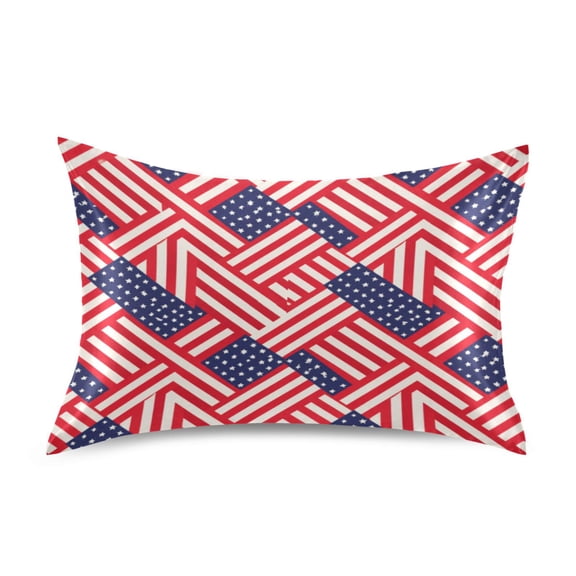 Satin Pillow Case Envelope Pillow Covers Standard Size Soft Pillow Cases for Bedroom, Flag Grid Printed