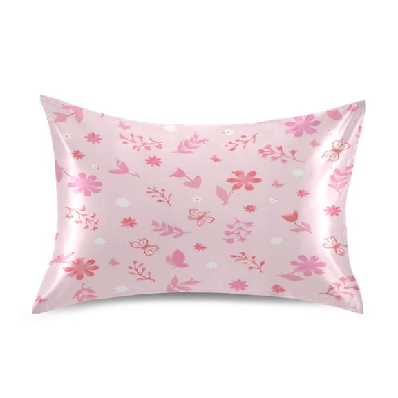 Satin Pillow Case Envelope Pillow Covers Standard Size Soft Pillow Cases for Bedroom, Florals Printed