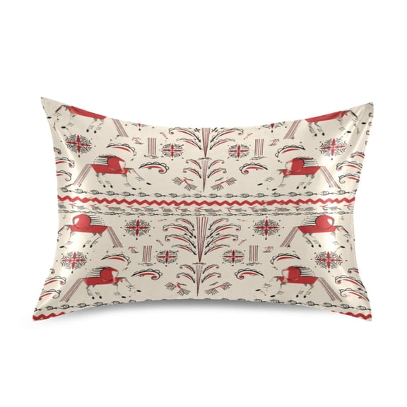 Satin Pillow Case Envelope Pillow Covers Standard Size Soft Pillow Cases for Bedroom, Folk Horse Printed