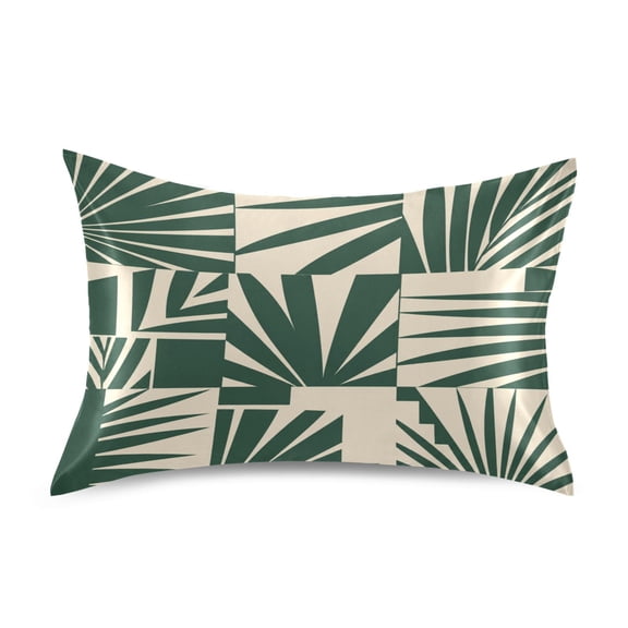 Satin Pillow Case Envelope Pillow Covers Standard Size Soft Pillow Cases for Bedroom, Geo Palm Printed