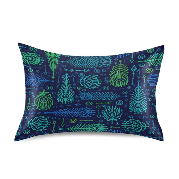 Satin Pillow Case Envelope Pillow Covers Standard Size Soft Pillow Cases for Bedroom, Neon Plume Printed