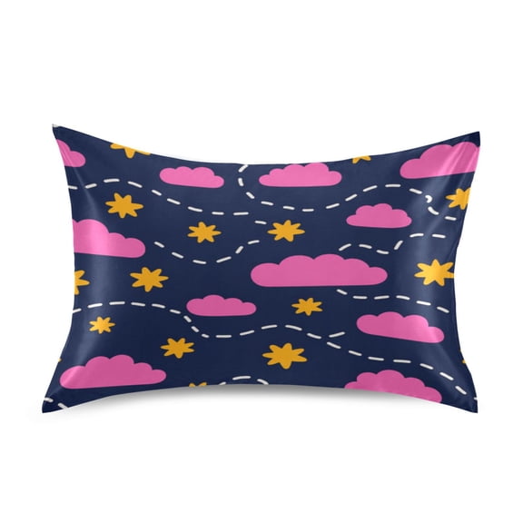 Satin Pillow Case Envelope Pillow Covers Standard Size Soft Pillow Cases for Bedroom, Night Clouds Printed