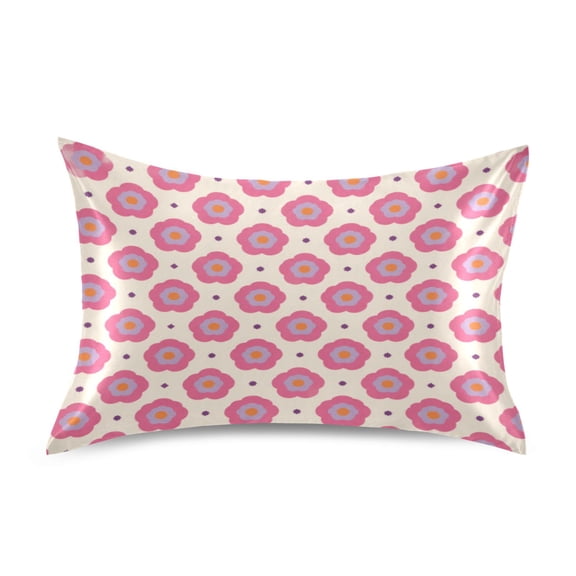Satin Pillow Case Envelope Pillow Covers Standard Size Soft Pillow Cases for Bedroom, Retro Bloom Printed