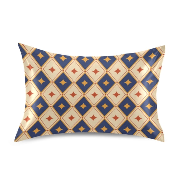 Satin Pillow Case Envelope Pillow Covers Standard Size Soft Pillow Cases for Bedroom, Retro Pattern Printed