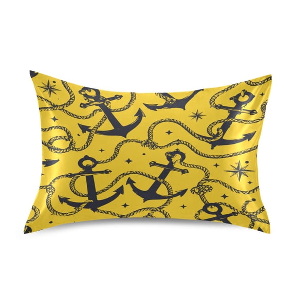 Satin Pillow Case Envelope Pillow Covers Standard Size Soft Pillow Cases for Bedroom, Yellow Printed