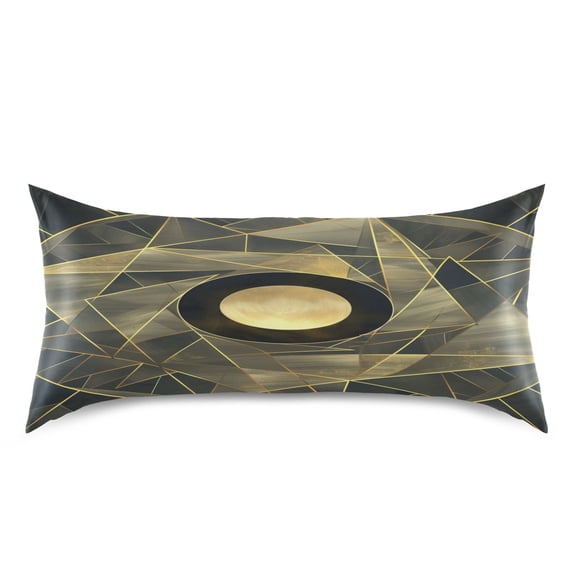 Satin Pillow Case King Silk Pillow Cover for Hair and Skin Envelope Closure Abstract Khaki Light Geometric 20"x40"
