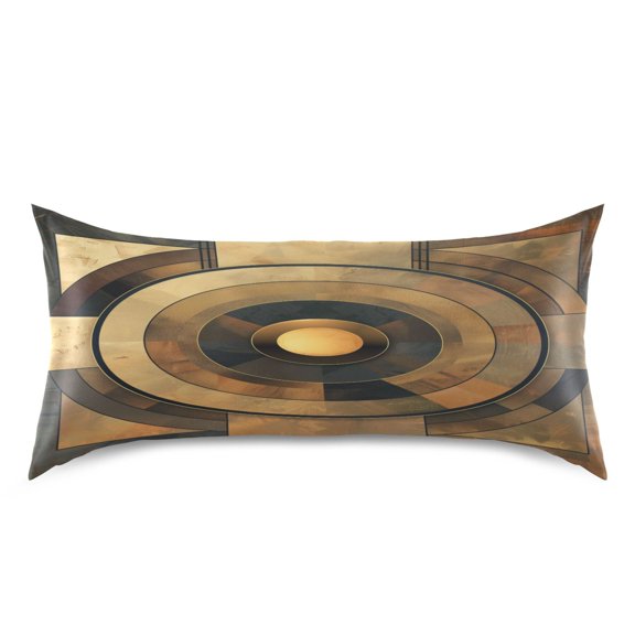 Satin Pillow Case King Silk Pillow Cover for Hair and Skin Envelope Closure Abstract Olive Brown Geometric 20"x40"