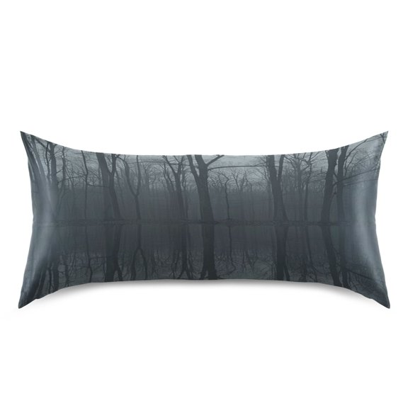 Satin Pillow Case King Silk Pillow Cover for Hair and Skin Envelope Closure Dark Forest Reflections in Water 20"x40"