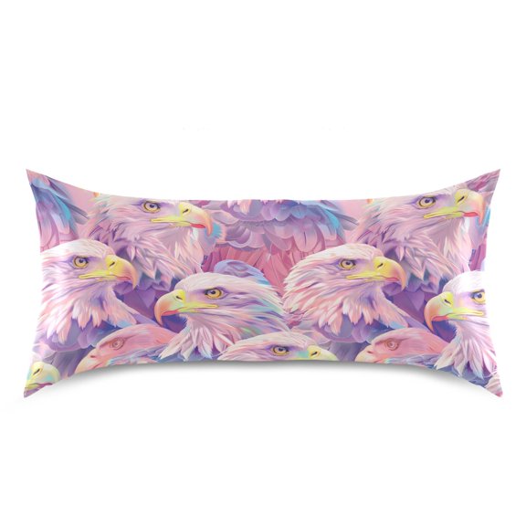Satin Pillow Case King Silk Pillow Cover for Hair and Skin Envelope Closure Soft Color Eagle Head 20"x40"