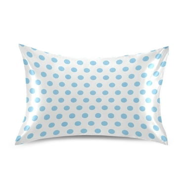 Satin Pillow Case Light Blue Polka Dot Standard Silk Pillow Cover for Hair and Skin Envelope Closure 20"x26"