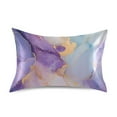 thumbnail image 1 of Satin Pillow Case Lilac Blue Marble Standard Silk Pillow Cover for Hair and Skin Envelope Closure 20"x26", 1 of 9
