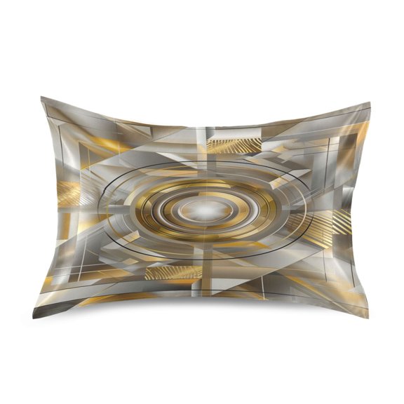Satin Pillow Case Queen Silk Pillow Cover for Hair and Skin Envelope Closure Abstract Silver Geometric 20"x30"