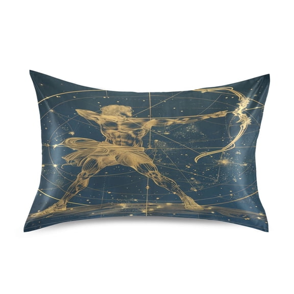 Satin Pillow Case Queen Silk Pillow Cover for Hair and Skin Envelope Closure Sagittarius Of Zodiac 20"x30"