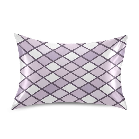 Satin Pillow Case Queen Silk Pillow Cover for Hair and Skin Envelope Closure Violet Block 20"x30"