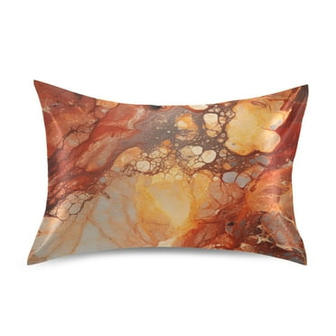 Satin Pillow Case Red White Gold Marble Standard Silk Pillow Cover for Hair and Skin Envelope Closure 20"x26"