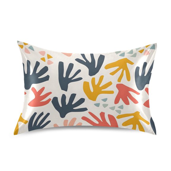Satin Pillow Case Standard Silk Pillow Cover for Hair and Skin Envelope Closure Abstract Playful Shape 20"x26"