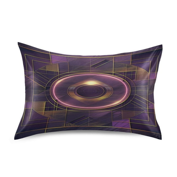 Satin Pillow Case Standard Silk Pillow Cover for Hair and Skin Envelope Closure Abstract Violet Geometric 20"x26"