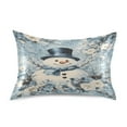 thumbnail image 1 of Satin Pillow Case Standard Silk Pillow Cover for Hair and Skin Envelope Closure Blue Floral Snowman 20"x26", 1 of 9