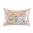 thumbnail image 1 of Satin Pillow Case Standard Silk Pillow Cover for Hair and Skin Envelope Closure Cute Cartoon Happy Dog 20"x26", 1 of 9