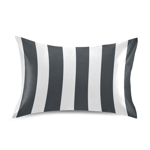 Satin Pillow Case Standard Silk Pillow Cover for Hair and Skin Envelope Closure Dark Gray and White Striped 20"x26"