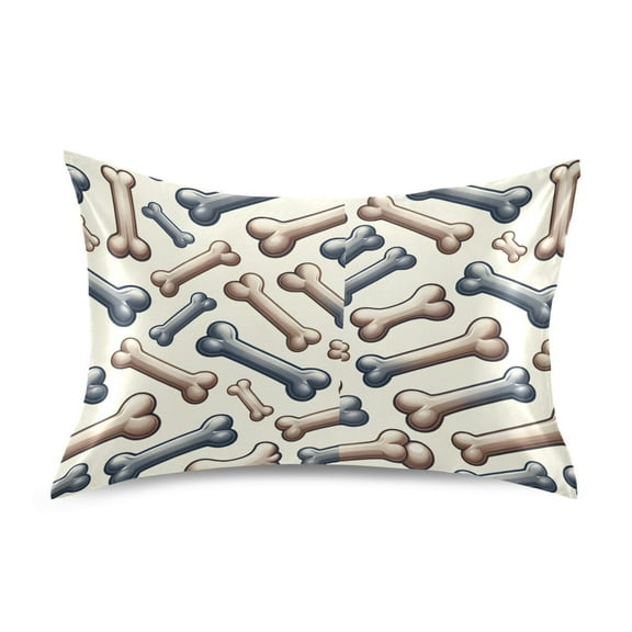 Satin Pillow Case Standard Silk Pillow Cover for Hair and Skin Envelope Closure Dog Bone 20"x26"