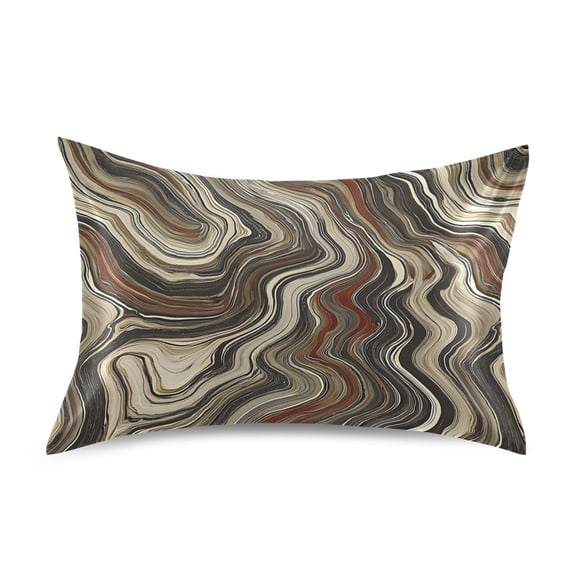 Satin Pillow Case Standard Silk Pillow Cover for Hair and Skin Envelope Closure Earth Toned Marble 20"x26"