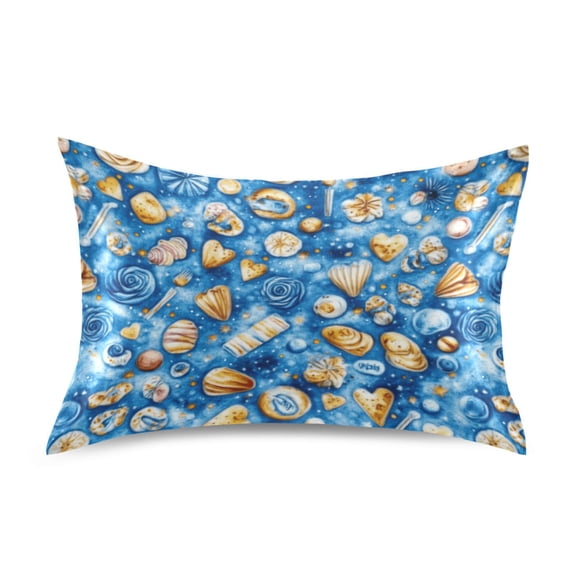 Satin Pillow Case Standard Silk Pillow Cover for Hair and Skin Envelope Closure Fantastic Shells on Sea 20"x26"