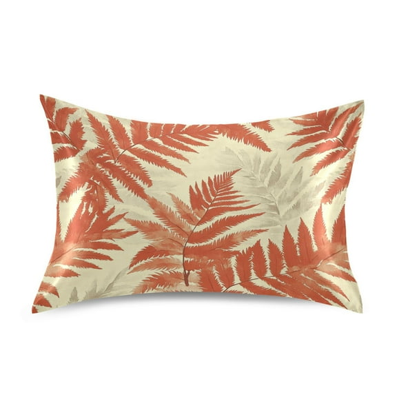 Satin Pillow Case Standard Silk Pillow Cover for Hair and Skin Envelope Closure Fern Leaves 20"x26"