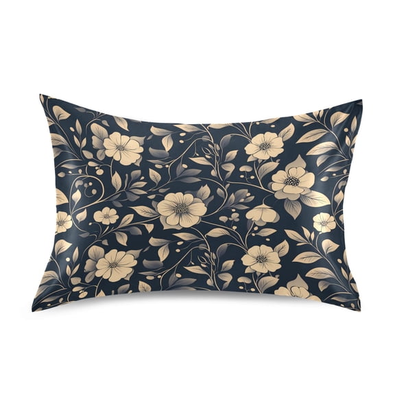 Satin Pillow Case Standard Silk Pillow Cover for Hair and Skin Envelope Closure Flash Flower and Leaf 20"x26"