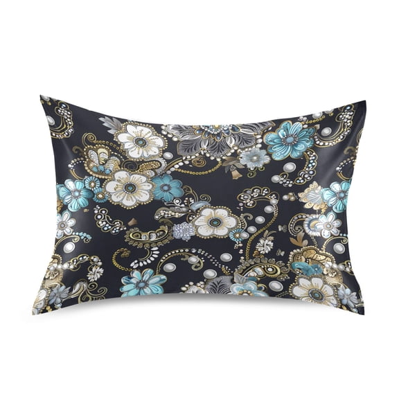 Satin Pillow Case Standard Silk Pillow Cover for Hair and Skin Envelope Closure Flower Jewelry 20"x26"